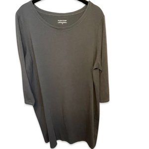 Eileen Fisher Gray Scoop Neck 3/4 Sleeve Jersey T-Shirt Dress Size Large